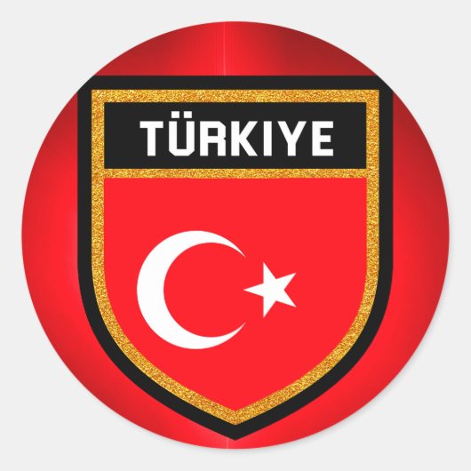 Turkse vlag ronde sticker (Voorkant)