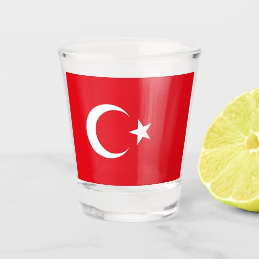 Turkse vlag shot glas (Voorkant)