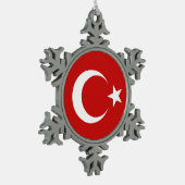 Turkse vlag tin sneeuwvlok ornament (Links)