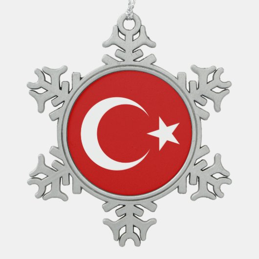 Turkse vlag tin sneeuwvlok ornament (Voorkant)