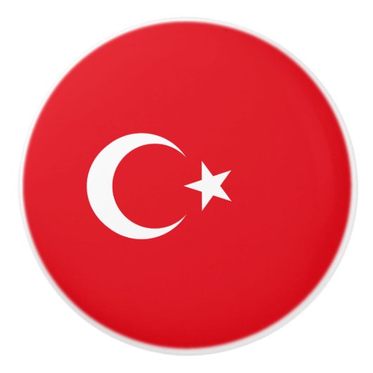 Turkse vlag (Turkije) Keramische Knop (Voorkant)