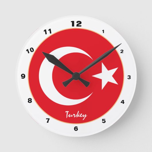 Turkse vlag, Turkije trendy Home/design klok (Voorkant)