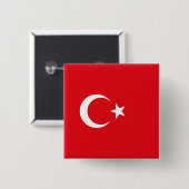Turkse vlag vierkante button 5,1 cm (Voorkant /achterkant)