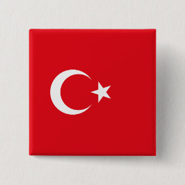 Turkse vlag vierkante button 5,1 cm