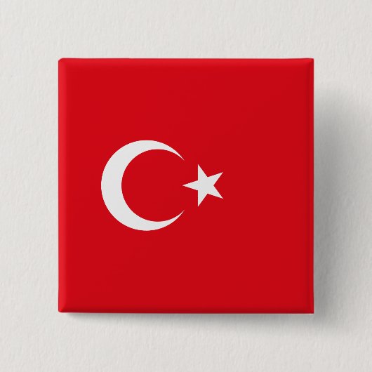 Turkse vlag vierkante button 5,1 cm (Voorkant)