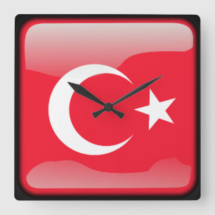 Turkse vlag vierkante klok