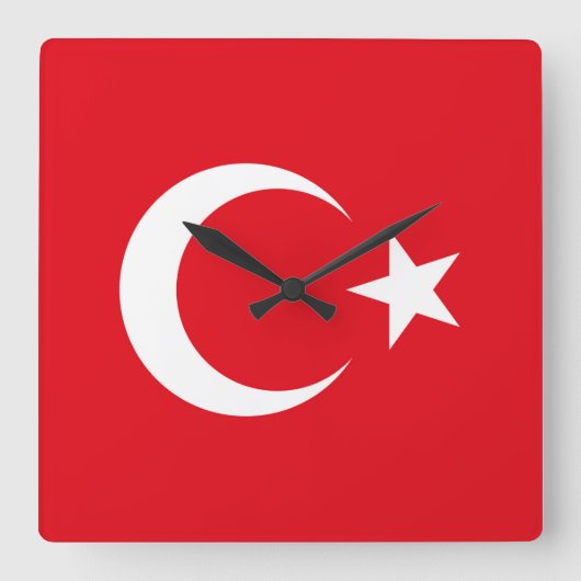 Turkse vlag vierkante klok (Voorkant)