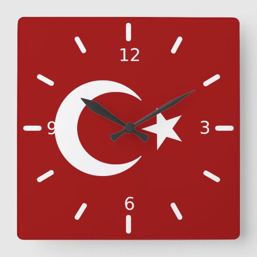 Turkse vlag         vierkante klok (Voorkant)