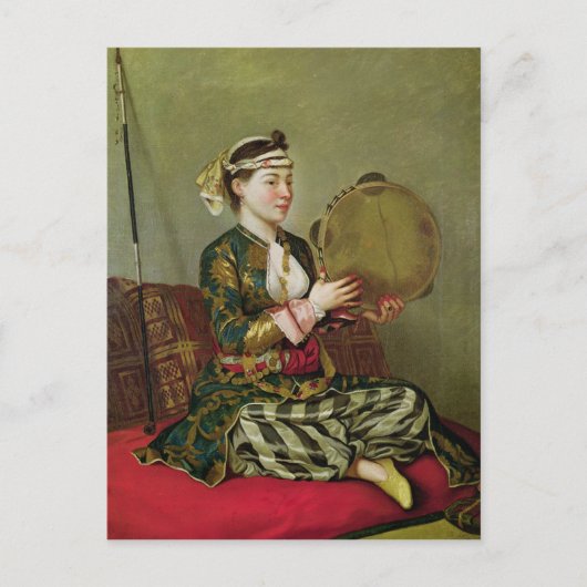 Turkse vrouw met een tambourine briefkaart (Voorkant)