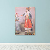 Turkse vrouw met Servant Canvas Afdruk (Insitu (Houten vloer))