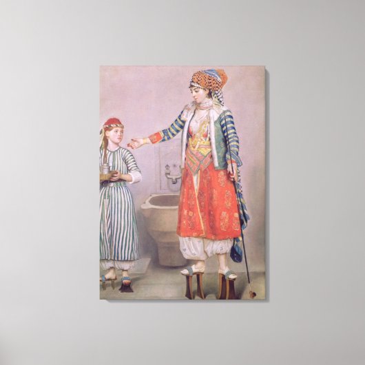 Turkse vrouw met Servant Canvas Afdruk (Voorkant)
