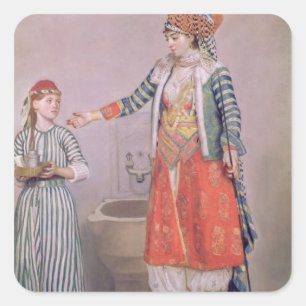 Turkse vrouw met Servant Vierkante Sticker
