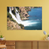Turkse waterval Duden met Middellandse zee Canvas Afdruk (Insitu (Woonkamer))