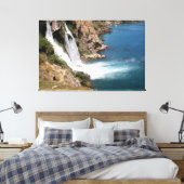 Turkse waterval Duden met Middellandse zee Canvas Afdruk (Insitu (Slaapkamer))