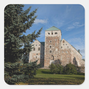 Turku, Finland, oude Turun Linna burcht, een Vierkante Sticker