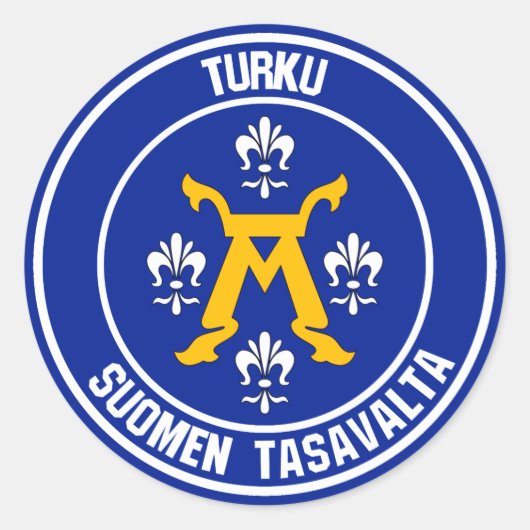 Turku Round Emblem Ronde Sticker (Voorkant)
