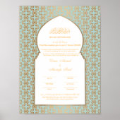 Turkuaz met Gold nikkah-certificaat Poster (Voorkant)