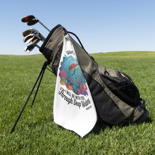 Turle als je door diepe wateren gaat golfhanddoek (Groen)