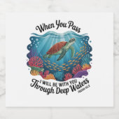 Turle als je door diepe wateren gaat sparkling wijnetiket (Enkel label)