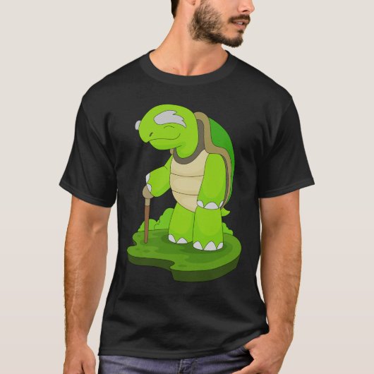 Turle Pensioner Wandelstok T-shirt (Voorkant)