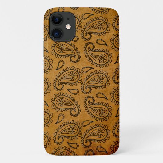 Turmeric Indian Paisley  Leather Pattern Case-Mate iPhone Case (Achterkant)