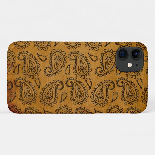 Turmeric Indian Paisley Leather Pattern Case-Mate iPhone Case (Achterkant (horizontaal))