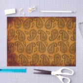 Turmeric Indian Paisley  Leather Pattern Tissuepapier (Craft)