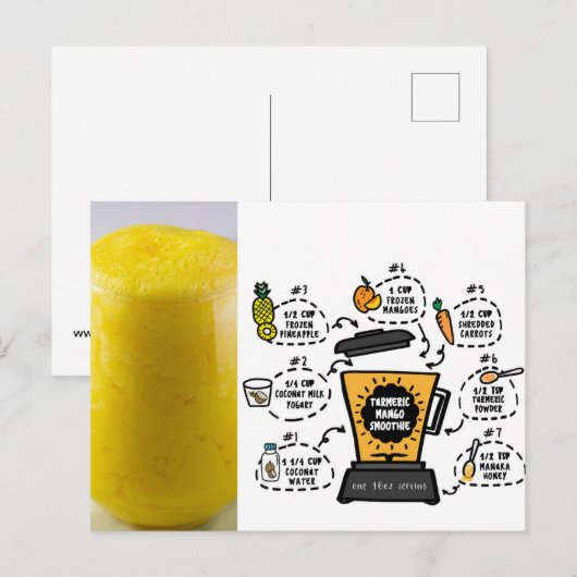 Turmeric Mango Smoothie Recipe Briefkaart (Voorkant / Achterkant)