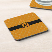 Turmeric Yellow & Gold Quatrefoil Patroon Bier Onderzetter (Linkerzijde)