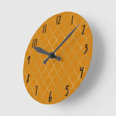 Turmeric Yellow & Gold Quatrefoil Patroon Ronde Klok (Hoek)