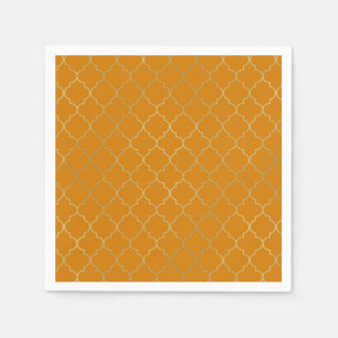 Turmeric Yellow & Gold Quatrefoil Pattern Party Servet
