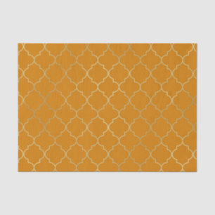 Turmeric Yellow & Gold Quatrefoil Pattern Party Tissuepapier