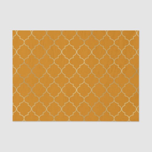 Turmeric Yellow & Gold Quatrefoil Pattern Party Tissuepapier (Voorkant)