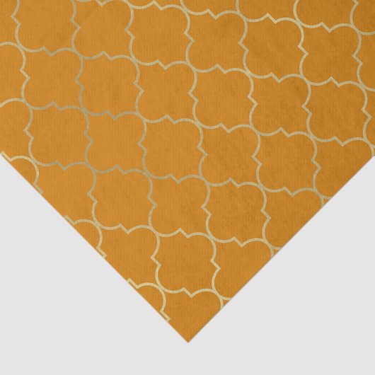Turmeric Yellow & Gold Quatrefoil Pattern Party Tissuepapier (Detail)
