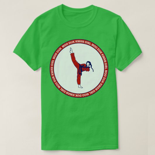 Turn Kick Moo Duk Kwan Karate Girl Tang Soo Do Soo T-shirt (Design voorkant)