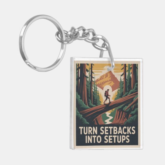 Turn Setbacks Into Setups Sleutelhanger (Voorkant Links)