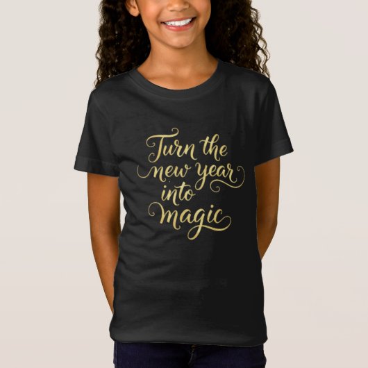 Turn the New Year into Magic - Gold Glitter Design T-shirt (Voorkant)