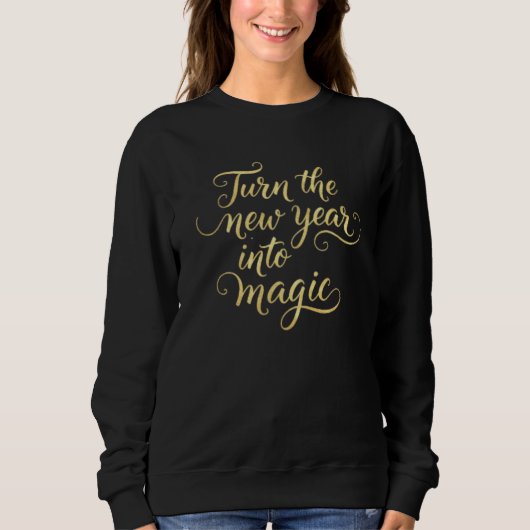 Turn the New Year into Magic - Gold Glitter Design Trui (Voorkant)