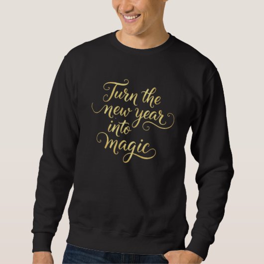 Turn the New Year into Magic - Gold Glitter Design Trui (Voorkant)