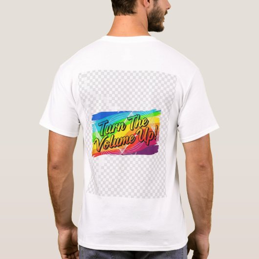 "Turn the Volume Up" an explosive T shirt feature (Achterkant)