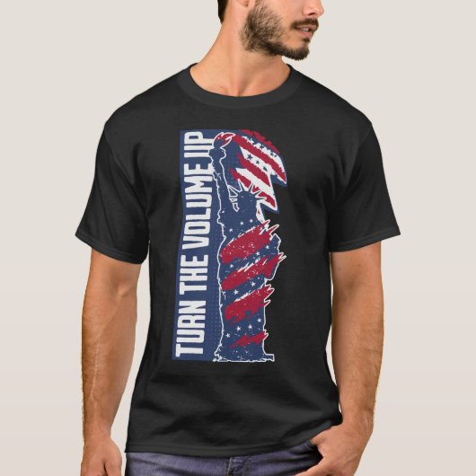 Turn The Volume Up Newyork Lover Patriotic US T-shirt (Voorkant)