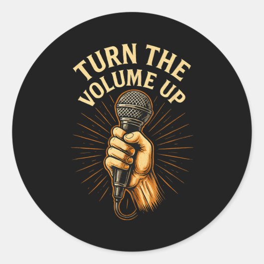 Turn The Volume Up Ronde Sticker (Voorkant)