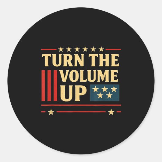 Turn The Volume Up  Ronde Sticker (Voorkant)