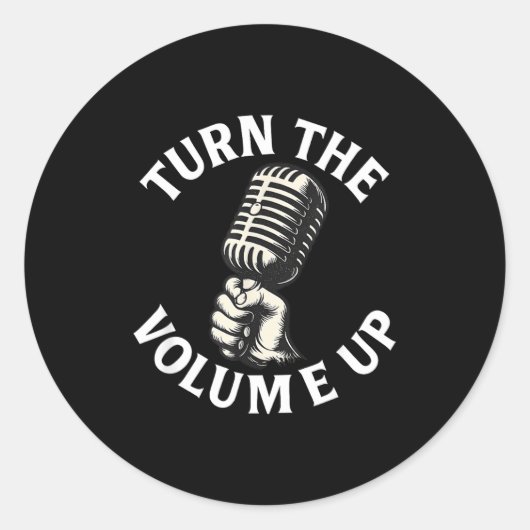 Turn The Volume Up Ronde Sticker (Voorkant)