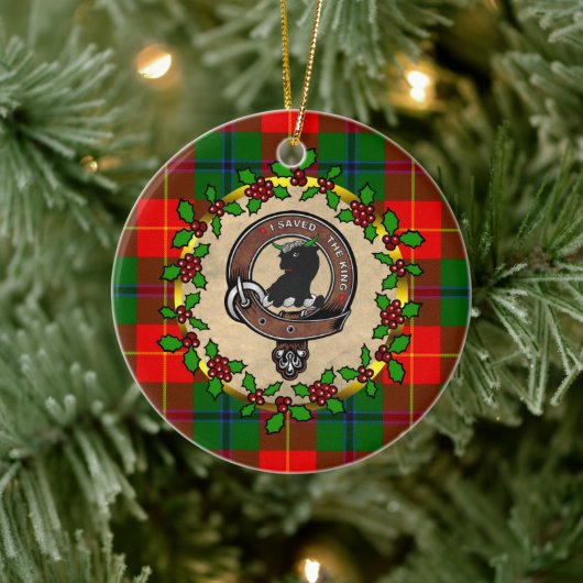 Turnbull Clan Badge & Tartan Gepersonaliseerde Ker Keramisch Ornament (Boom)