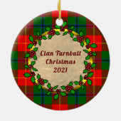 Turnbull Clan Badge & Tartan Gepersonaliseerde Ker Keramisch Ornament (Achterkant)