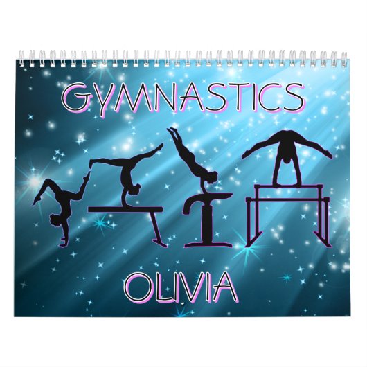Turncalender Blauw Sterrenexplosie Turnen Pose Kalender (Hoes)