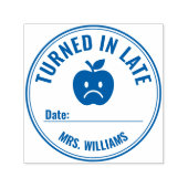 Turned In Late | Teacher Student Feedback Sad Face Zelfinktende Stempel (Design)