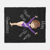 Turnen Brunette, Bruine ogen, Paarse Leotard F Fleece Deken (Voorkant (Horizontaal))