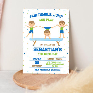 Turnen Flip Tumble Spring Verjaardagsuitnodiging Kaart